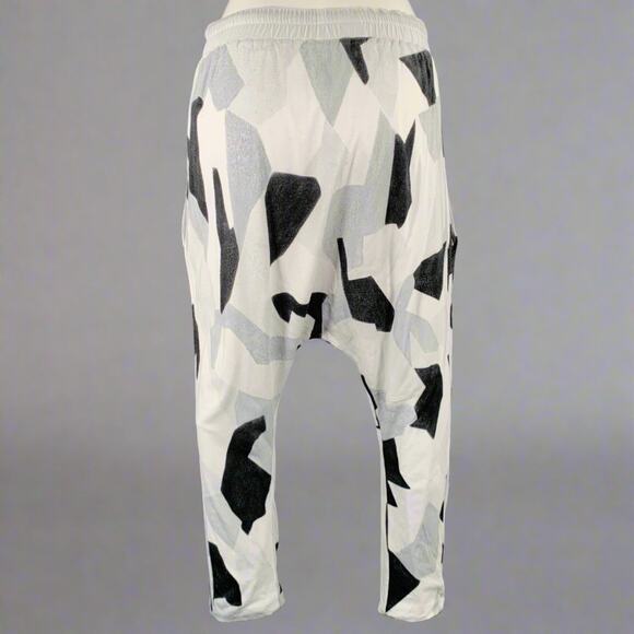 NO BRAND Size S White Grey Drop Crotch Drawstring Casual Pants - Picture 3 of 5